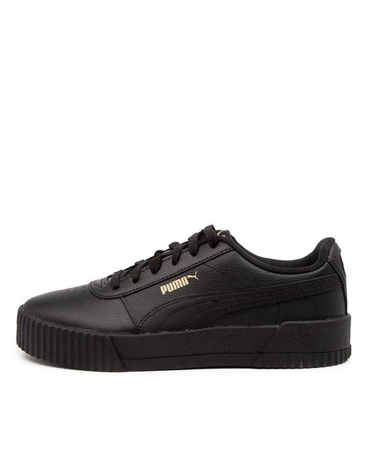 PUMA Leather 370325 Carina L W Pm Black Black Gold Sneakers - Lyst