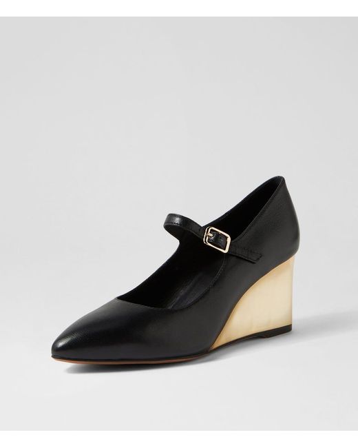 MOLLINI Mellery Mo Blackâ??gold Heel Leather Black Gold Shoes