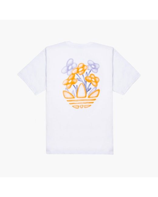 adidas Originals Cotton Floreal Linear Tee in White for Men | Lyst