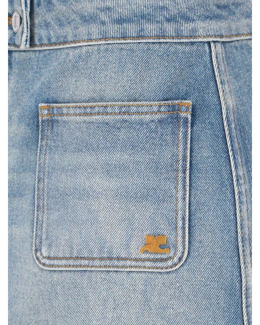 Courreges Blue Low-Rise Embroidered Mini Denim Skirt