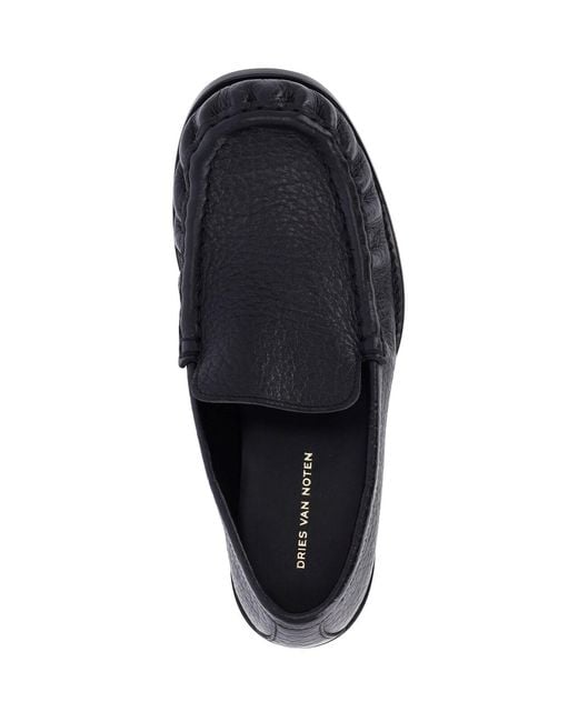 Dries Van Noten Black Leather Loafers