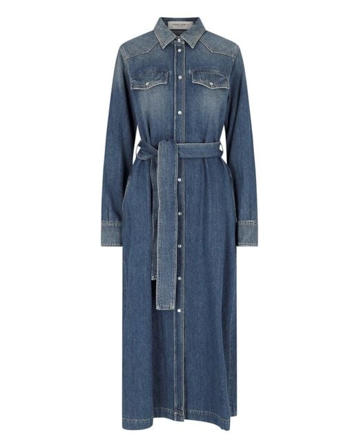 Golden Goose Deluxe Brand Blue Denim Maxi Shirt Dress