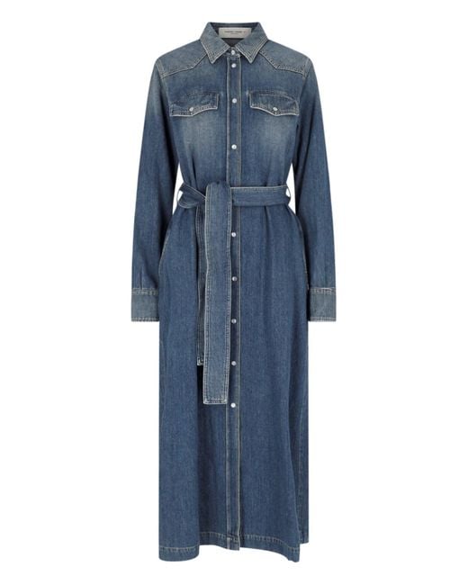 Golden Goose Deluxe Brand Blue Denim Maxi Shirt Dress