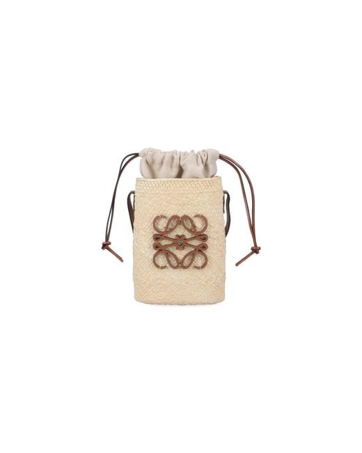 Loewe White Raffia Bag "Square"