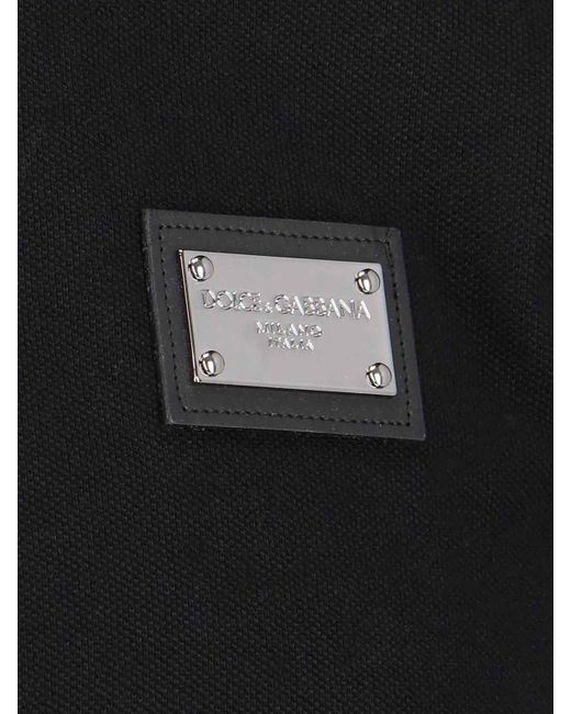 Dolce & Gabbana Black Logo Plaque Polo Shirt for men