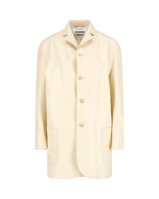 Jil Sander Natural Cream Minimalist Boxy Classic Collar Jacket