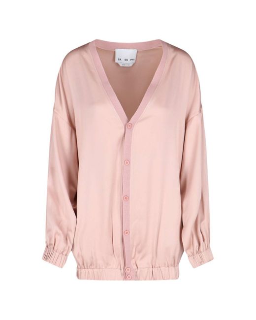 Cardigan In Misto Seta di Sa Su Phi in Pink