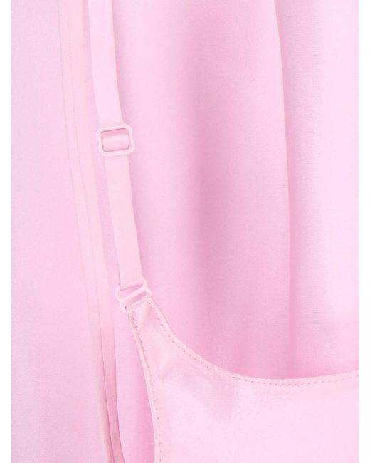 Courreges Pink Silk Embroidered Logo Mini Dress