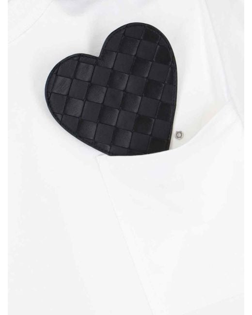 Bottega Veneta White Leather Heart Cropped T-shirt