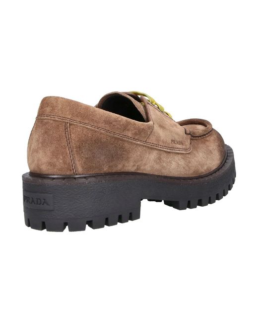 Prada Brown Suede Derby Shoes for men