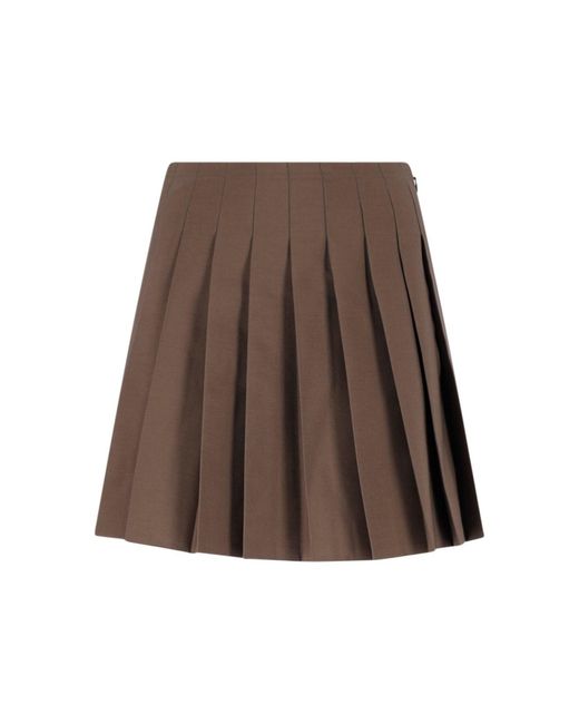MM6 by Maison Margiela Brown Pleated Mini Skirt