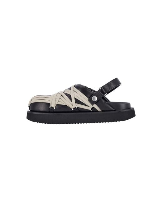 Rick Owens Black Mules "Padded Megalace Platform" for men