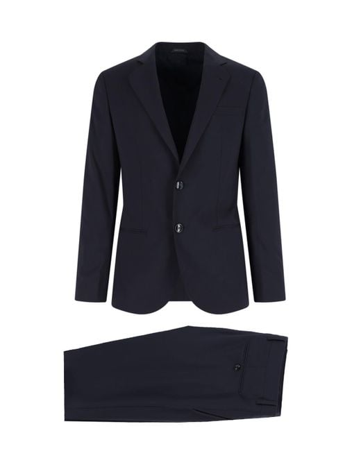 Completo Monopetto In Lana Vergine di Giorgio Armani in Blue da Uomo