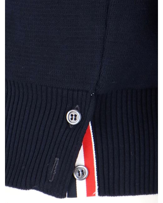 Cardigan Dettagli Tricolore di Thom Browne in Blue da Uomo
