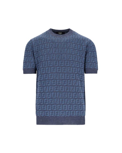 Fendi Blue Logo Sweater for men