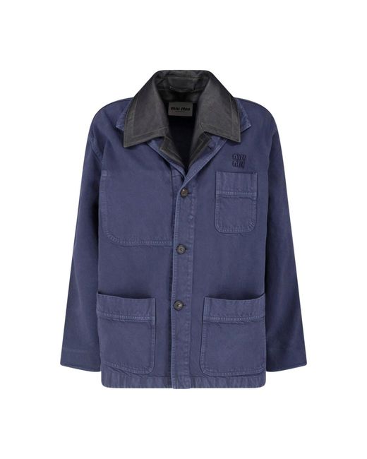 Miu Miu Blue Single-Breasted Jacket