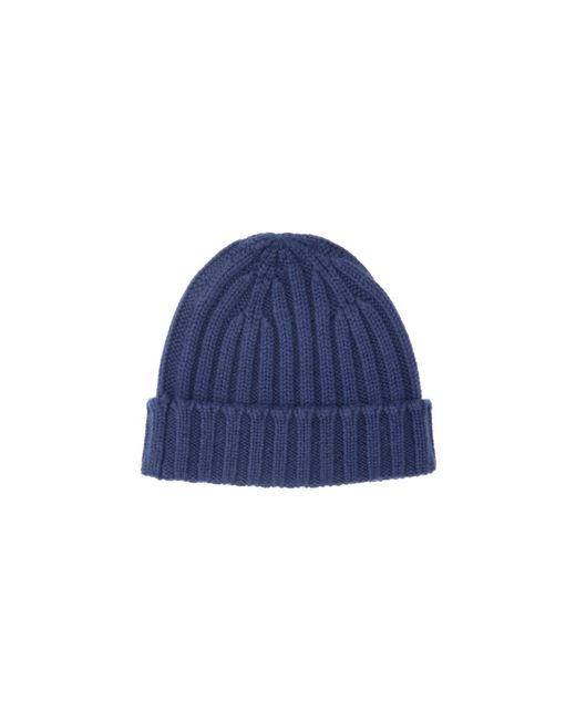 Aspesi Blue Ribbed Knit Beanie for men