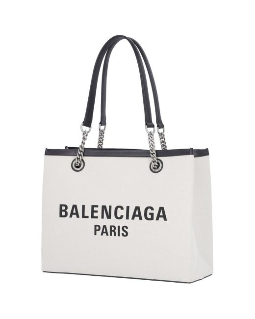 Balenciaga White "duty Free" Medium Tote Bag