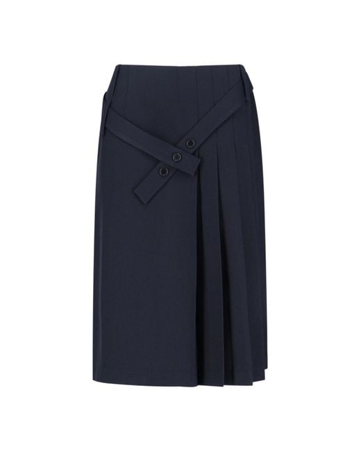 Sibel Saral Blue Virgin Wool Midi Skirt