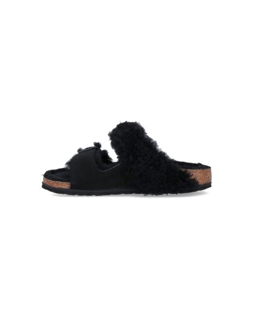 Birkenstock Black 'arizona Teddy Split' Sandals