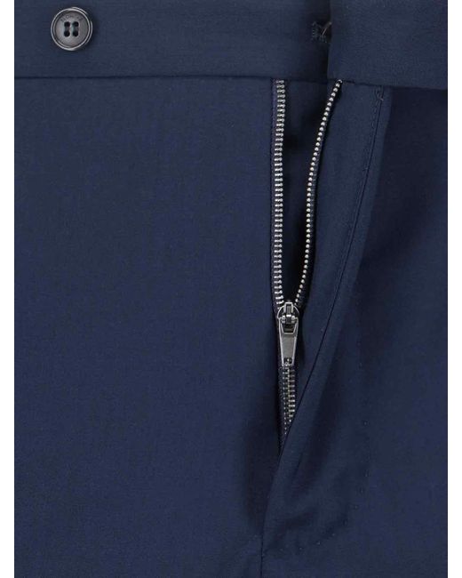 Incotex Blue Virgin Wool Pants for men