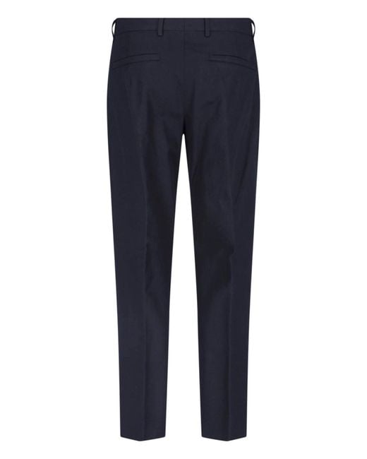 Zegna Blue Cotton-Linen Trousers With Cotton Lining for men
