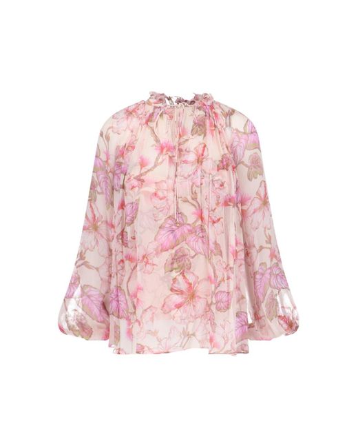 Zimmermann Pink Floral Print Blouse