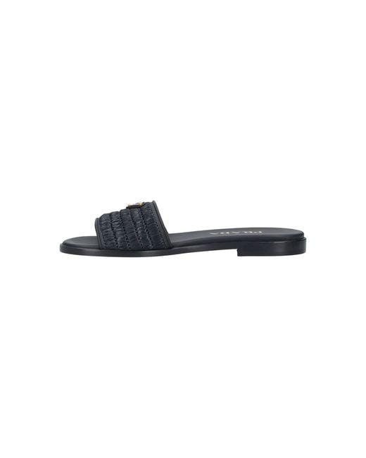 Prada Blue Logo Sandals