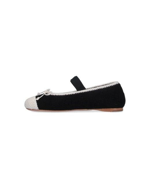 Miu Miu Black Crochet Knit Ballet Flats