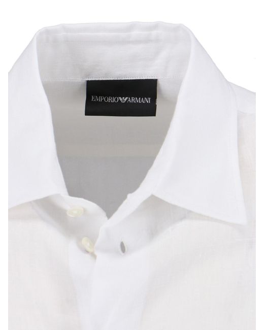 Camicia In Lino di Emporio Armani in White da Uomo