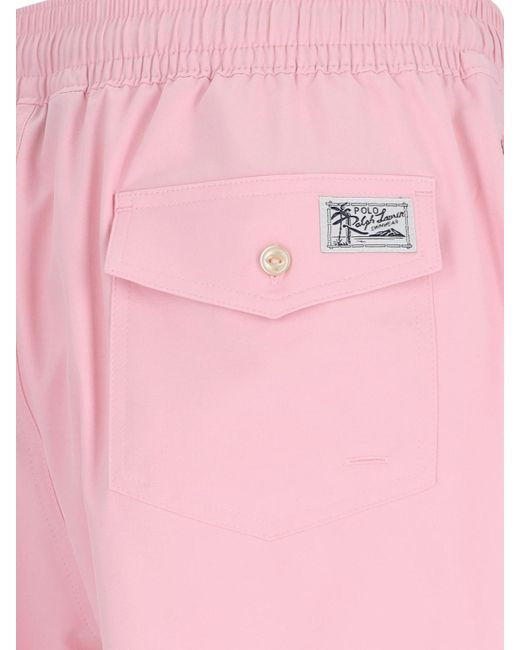 Pantaloncini Costume "Traveler" di Polo Ralph Lauren in Pink da Uomo