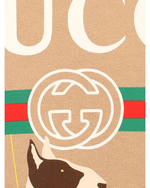 Felpa Cappuccio Logo di Gucci in Natural da Uomo