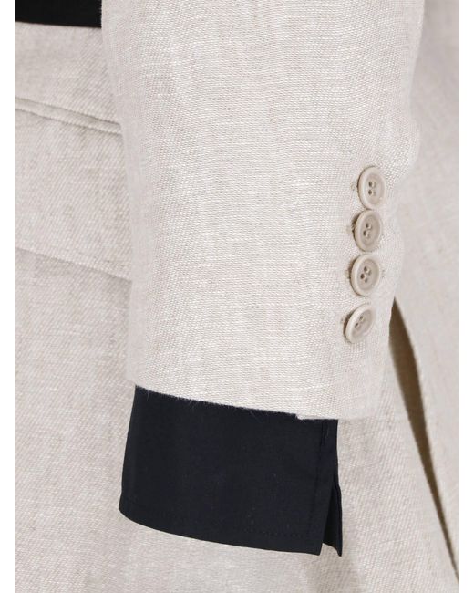 Max Mara White Double-Breasted Linen Drill Blazer