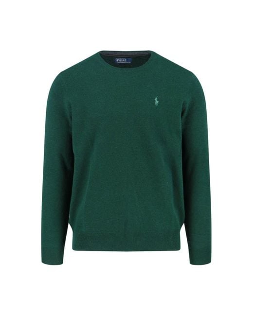 Polo Ralph Lauren Green Classic Crew Neck Sweater With Embroidered Logo Detail for men