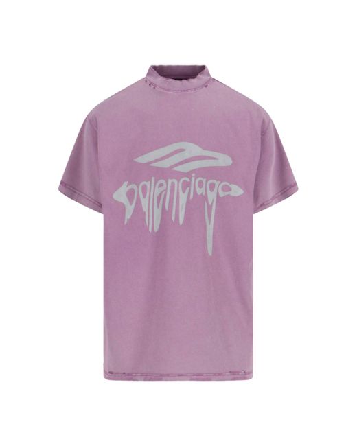 Balenciaga Purple 3B Liquefied T-Shirt for men