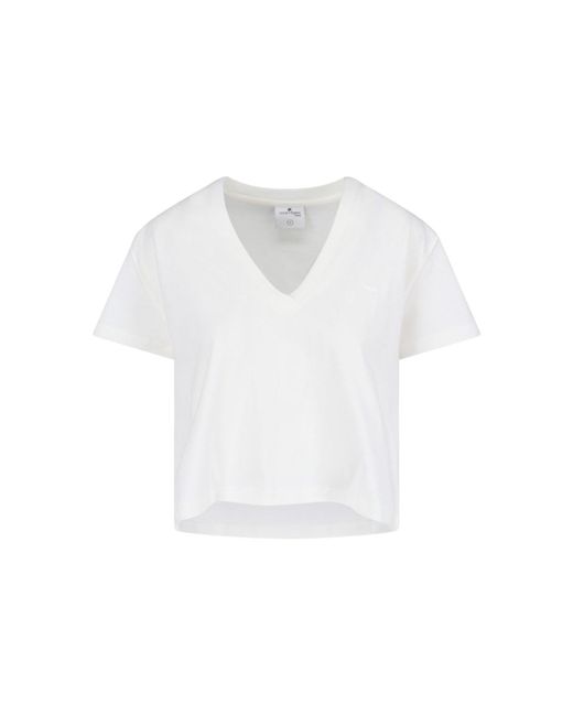 Courreges White V-neck Short T-shirt
