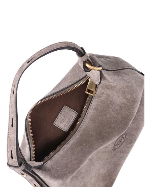 Tod's Gray Mini Shoulder Bag "Metal Dots"