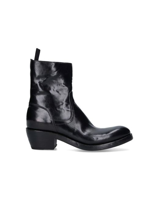 Premiata Black Calf Leather Ankle Boots With Side Zip Closure And Raised Stitching for men