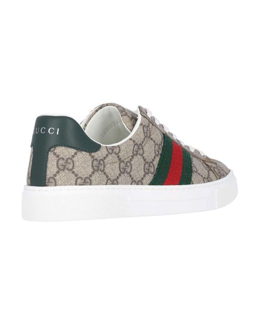 Gucci Natural Ace GG Supreme Canvas & Leather Sneaker