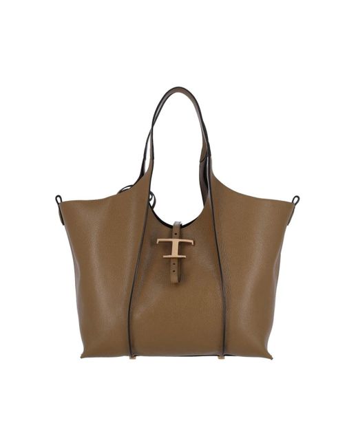 Borsa Tote Media "T Timeless" di Tod's in Brown