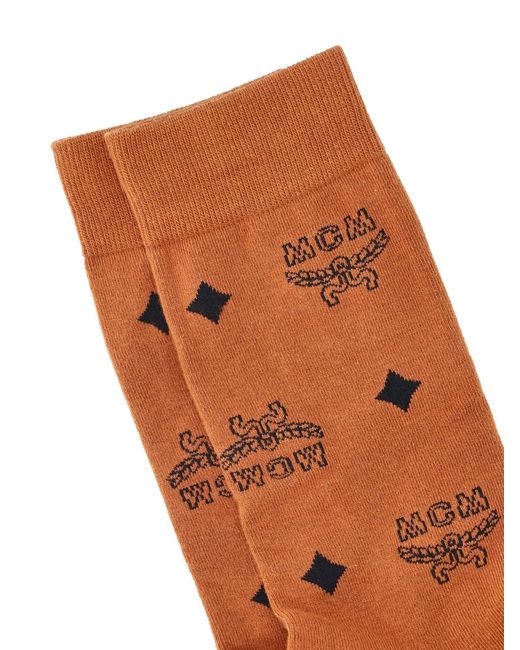 MCM Brown Logo Socks for men
