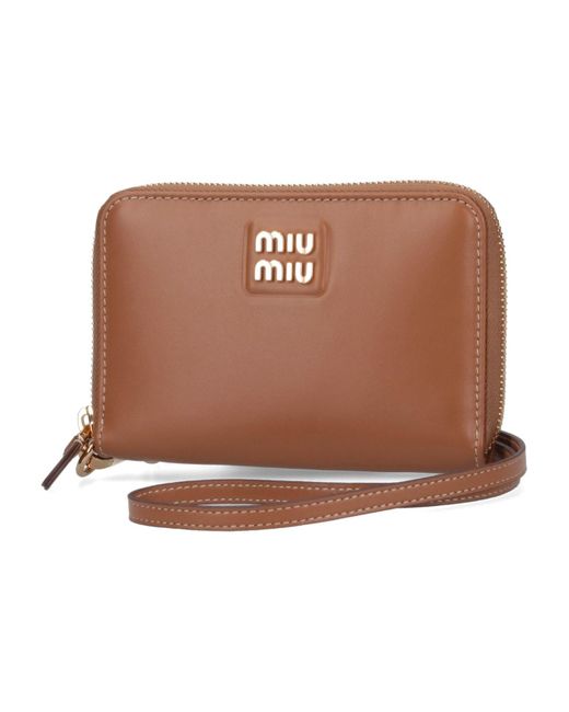 Miu Miu Brown Leather Passport Holder