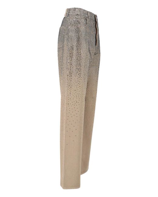 Golden Goose Deluxe Brand Gray Straight-Leg Jeans With Rhinestones