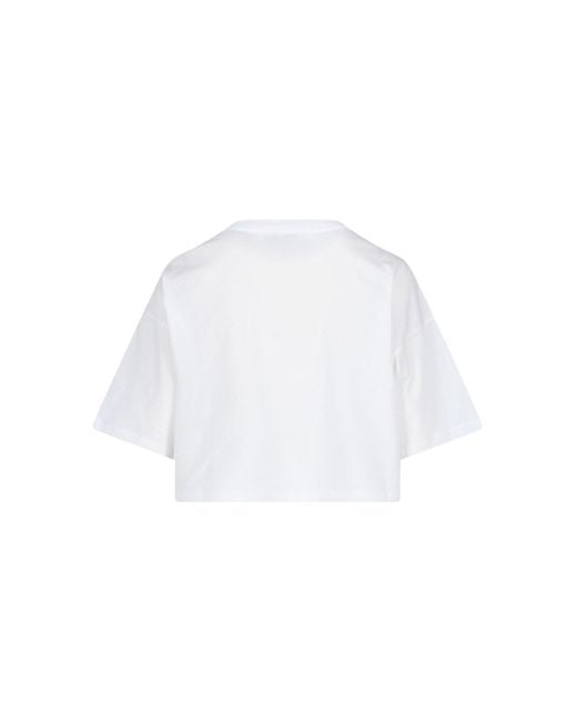 Miu Miu White Logo Crop T-shirt