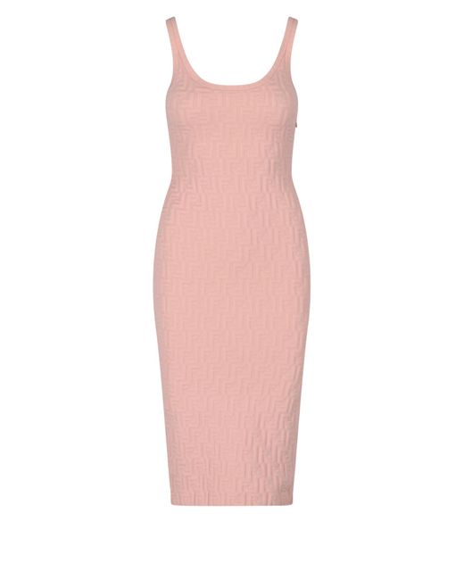 Fendi Pink Viscose Midi Dress