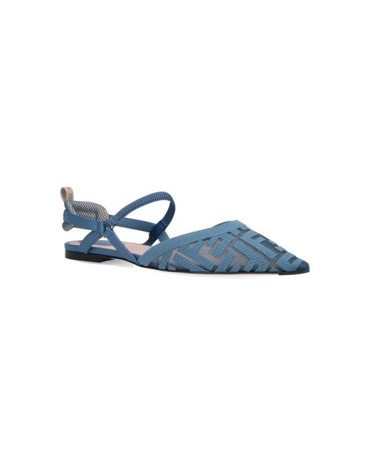 Fendi Blue Slingback Flats "Colibrì Lite"