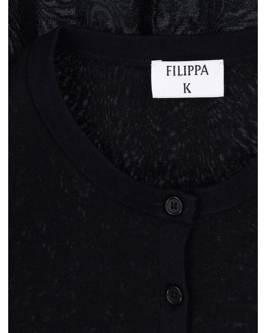 Filippa K Black Lightweight Semi-Sheer Round Neck Sweater
