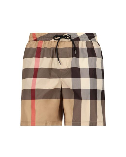 Burberry Ezaggerated Check Swim Shorts in Natural for Men Lyst UK