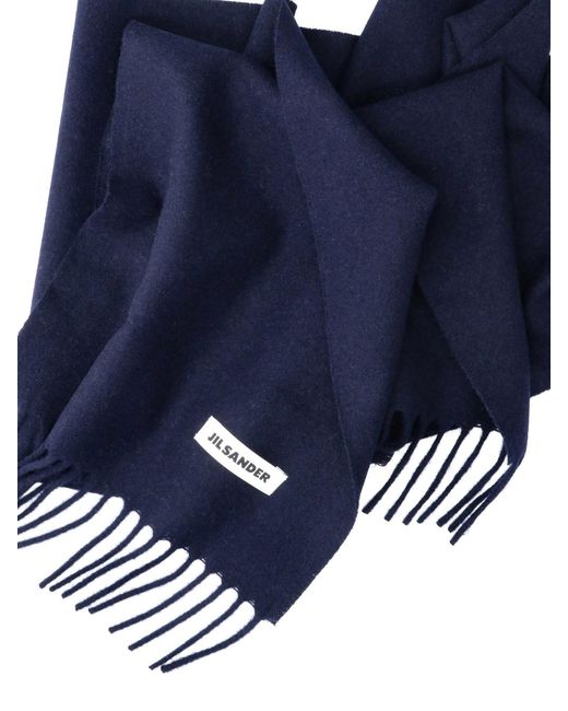 Jil Sander Blue 100% Virgin Wool Scarf for men