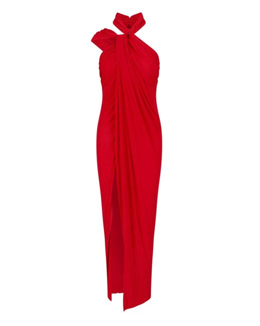 Balmain Red 100% Viscose Elegant Dress